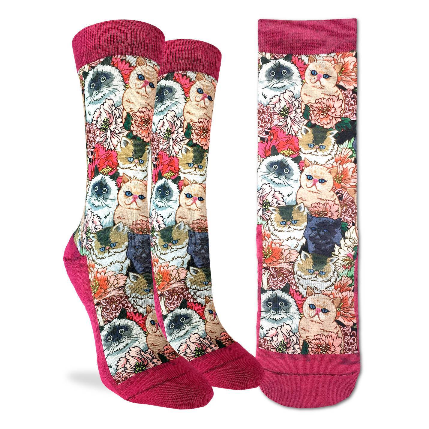 Women's Floral Cats Socks image 1