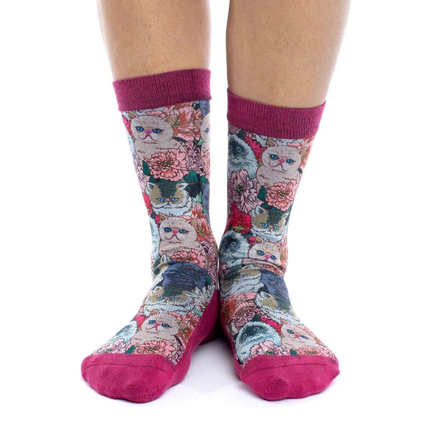 Women's Floral Cats Socks image 0
