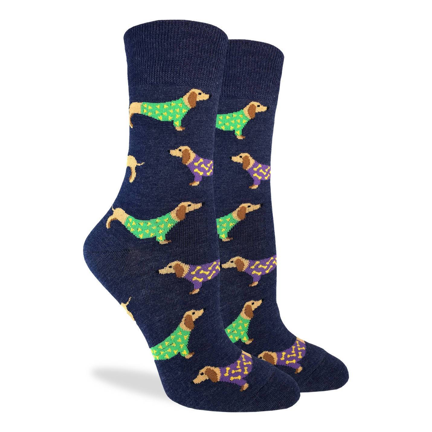 Women's Blue Wiener Dog Socks image 1