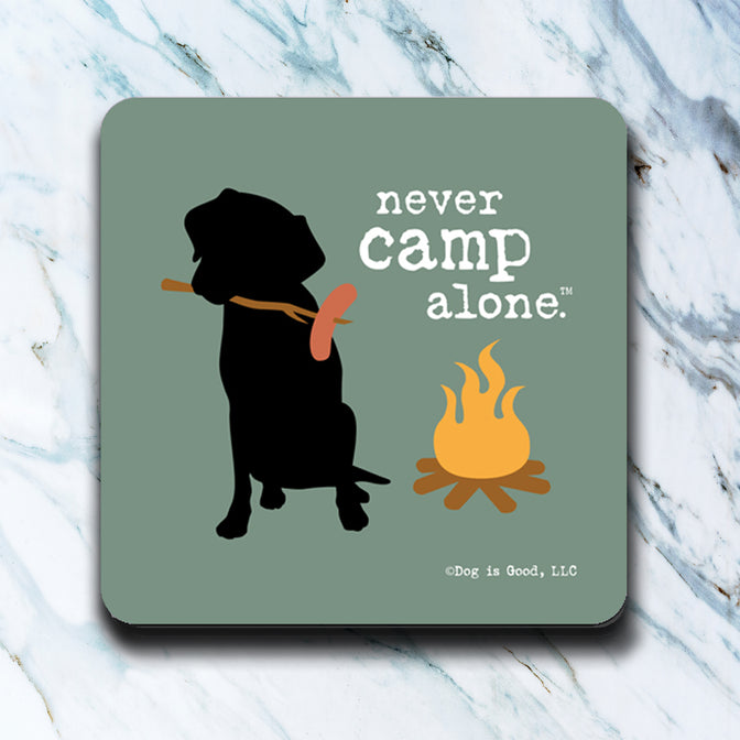 Never Camp Alone Dog coaster image 0