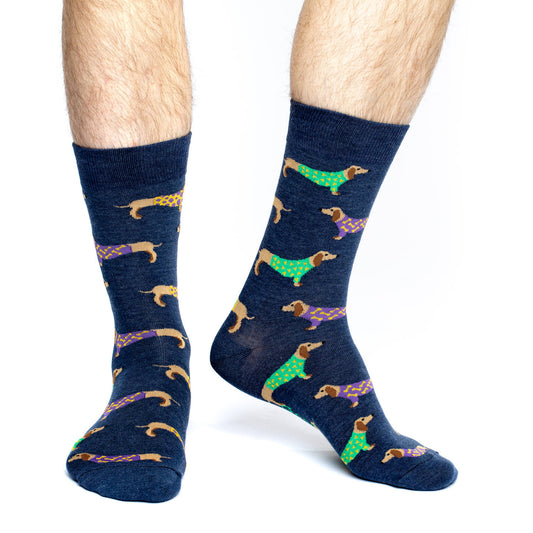 Men's Blue Wiener Dog Socks image 0
