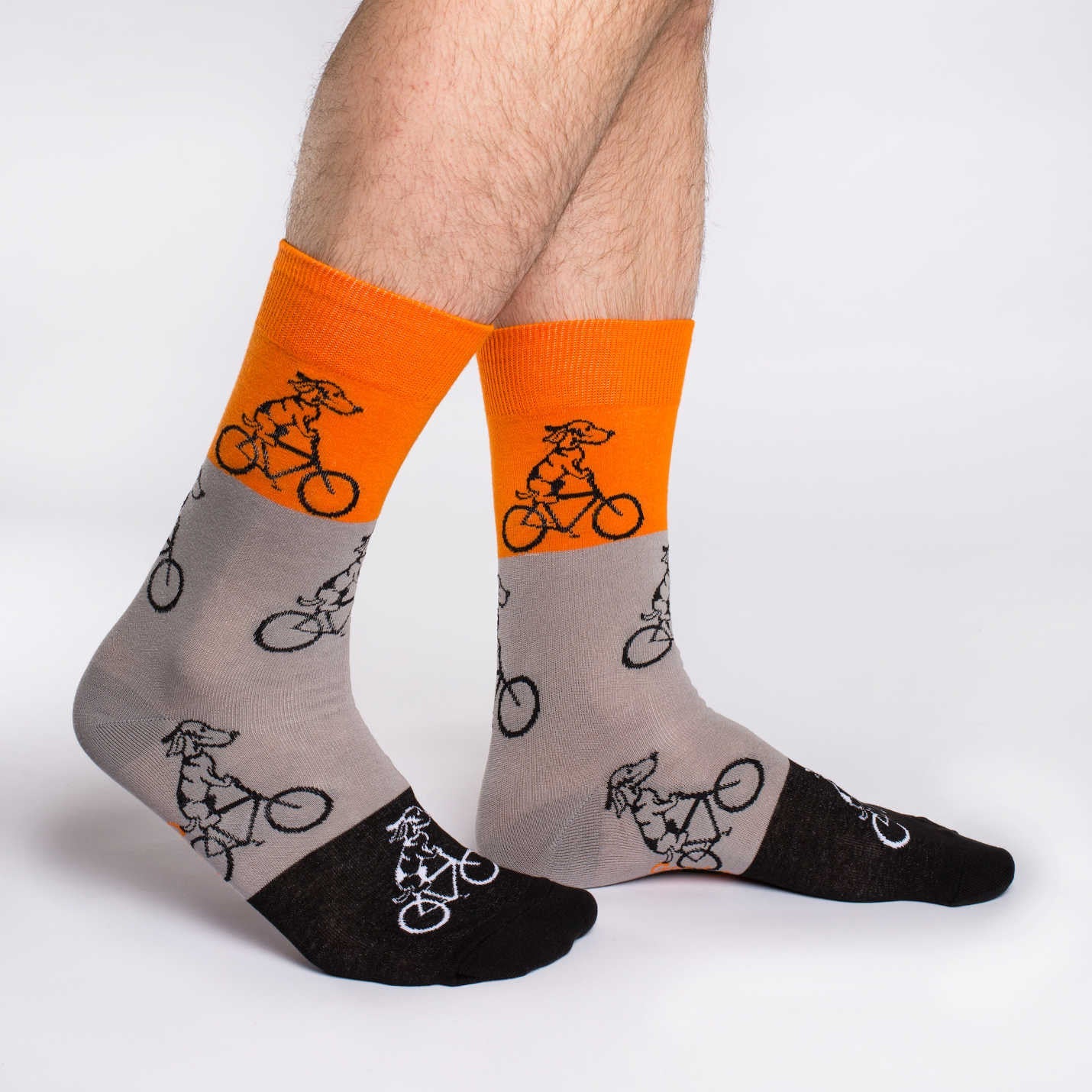 Women's Orange Dogs Riding Bike Socks image 0