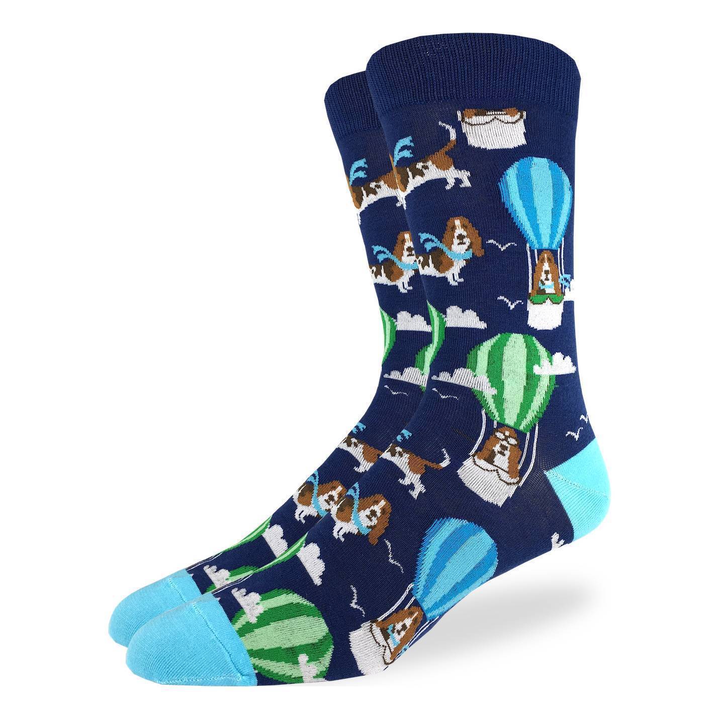 Men's Basset Hound in Air Balloon Socks image 0
