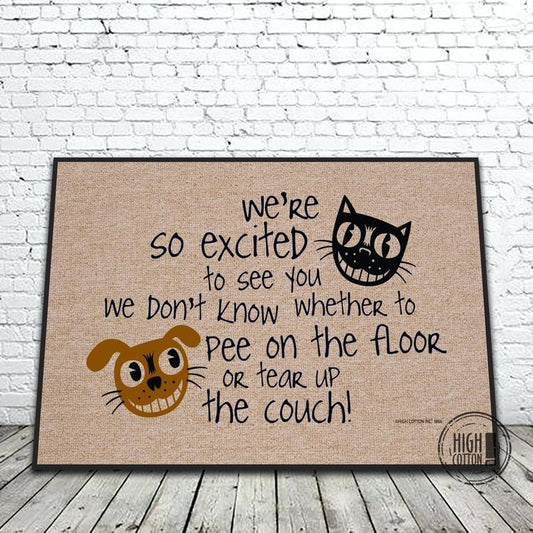 We're Excited doormat image 0