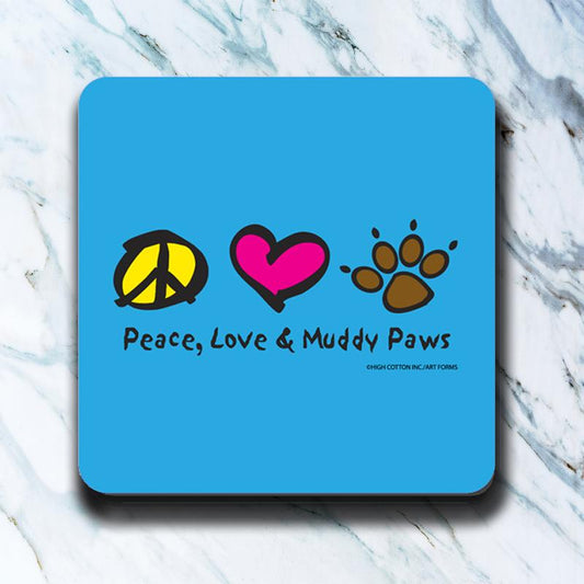 Peace, Love, Muddy Paws coaster image 0