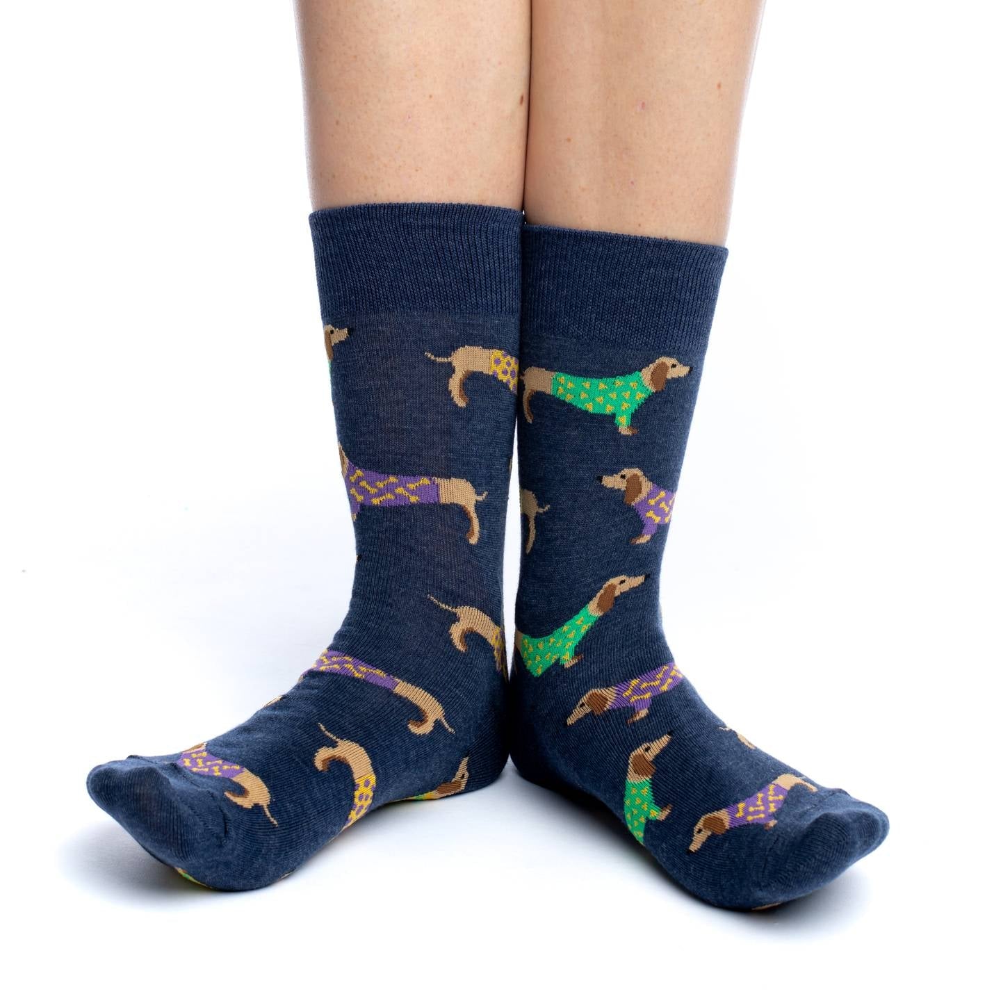 Women's Blue Wiener Dog Socks image 0