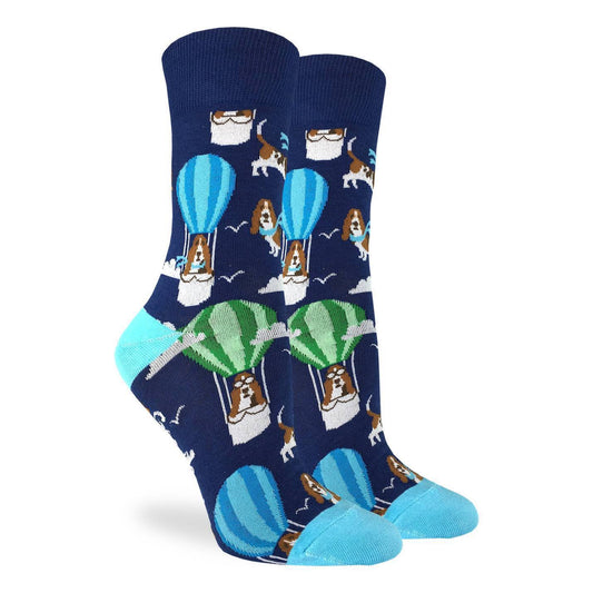 Women's Basset Hound in Air Balloon Socks image 0